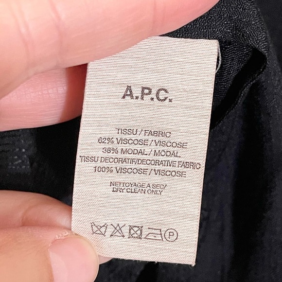 A.P.C. Rue Madame Paris Women Black Boat Pullover Long Cuff Sleeves Blouse Small - Picture 3 of 10